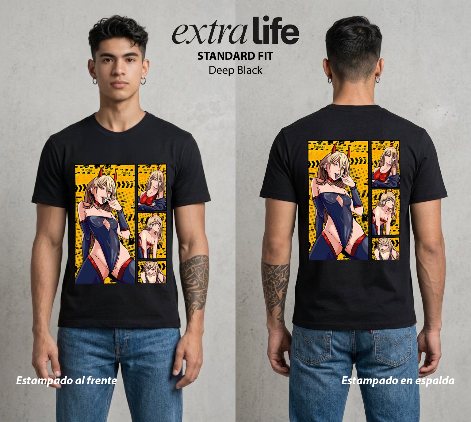 El Contrato Infernal | Sangre y Caos #00475 - Playera Standard Fit | Deep Black - Foto en modelo