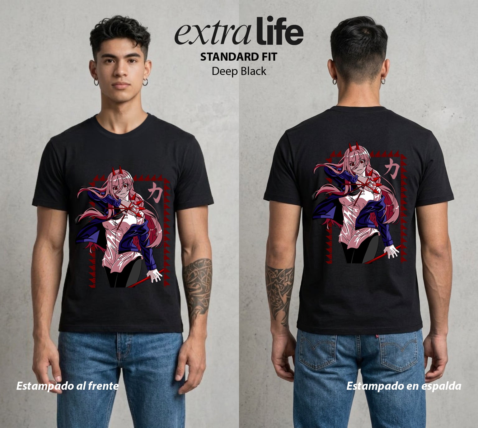 El Contrato Infernal | La Demoníaca del Equipo #00476 - Playera Standard Fit | Deep Black - Foto en modelo