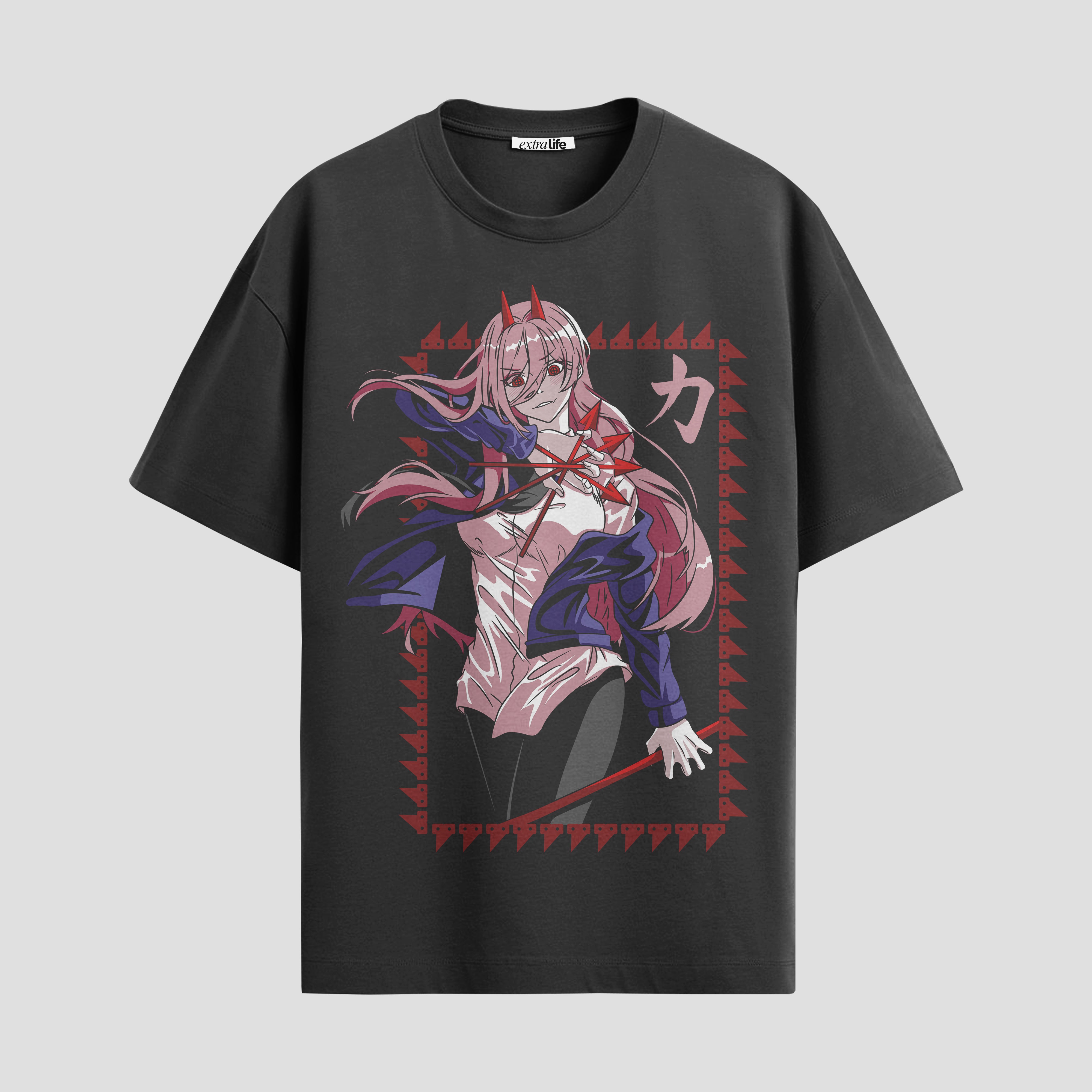 Playera urbana de anime y gaming ExtraLife MX, corte Standard Fit unisex ligero y transpirable en color Deep Black y Pure White, ropa de uso diario para gym y casual.