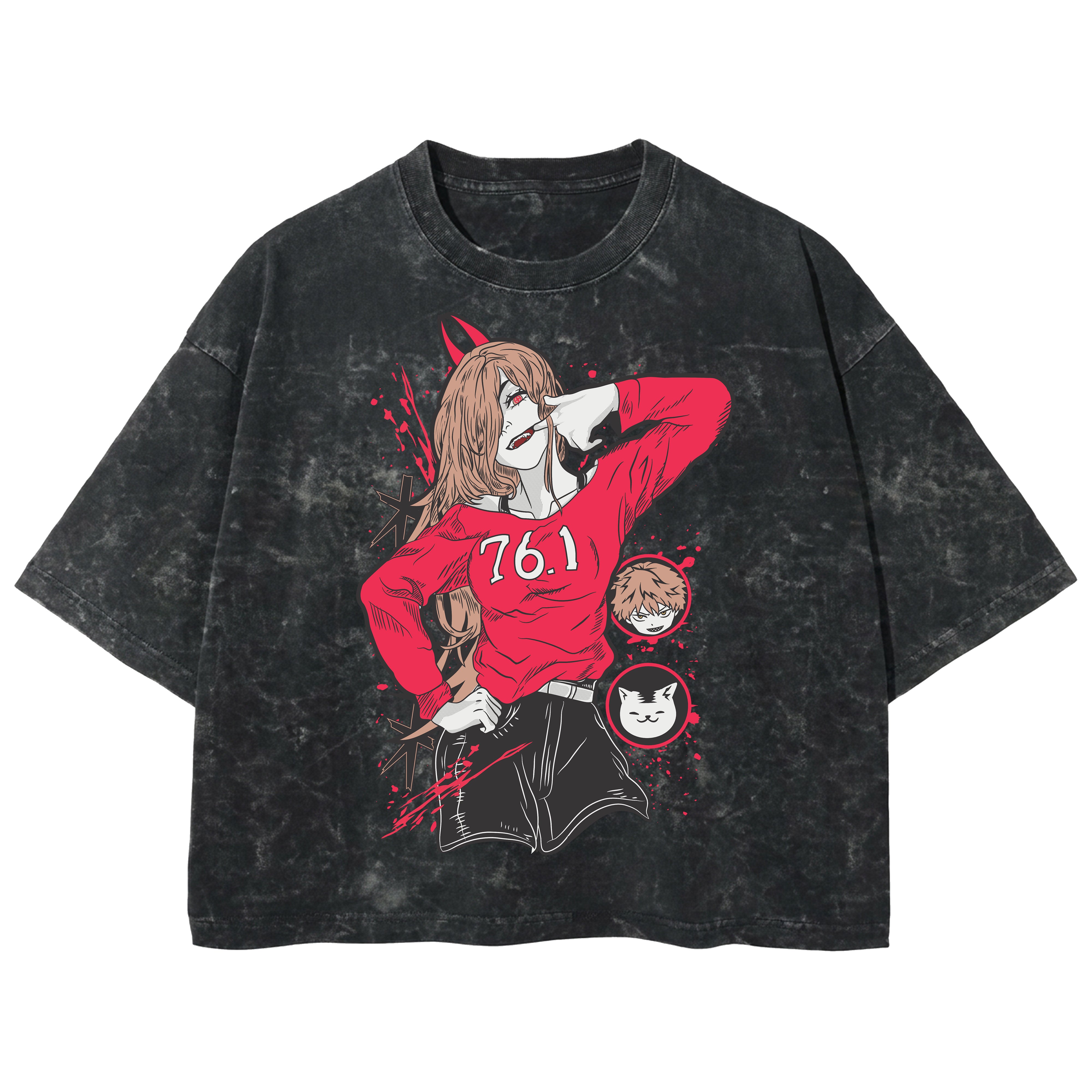 Playera streetwear premium de anime y gaming ExtraLife MX, corte boxy deluxe mineral wash heavyweight en color Acid Wash, moda urbana mexicana de culto.