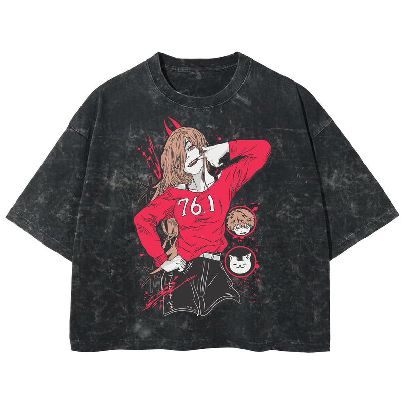Playera streetwear premium de anime y gaming ExtraLife MX, corte boxy deluxe mineral wash heavyweight en color Acid Wash, moda urbana mexicana de culto.