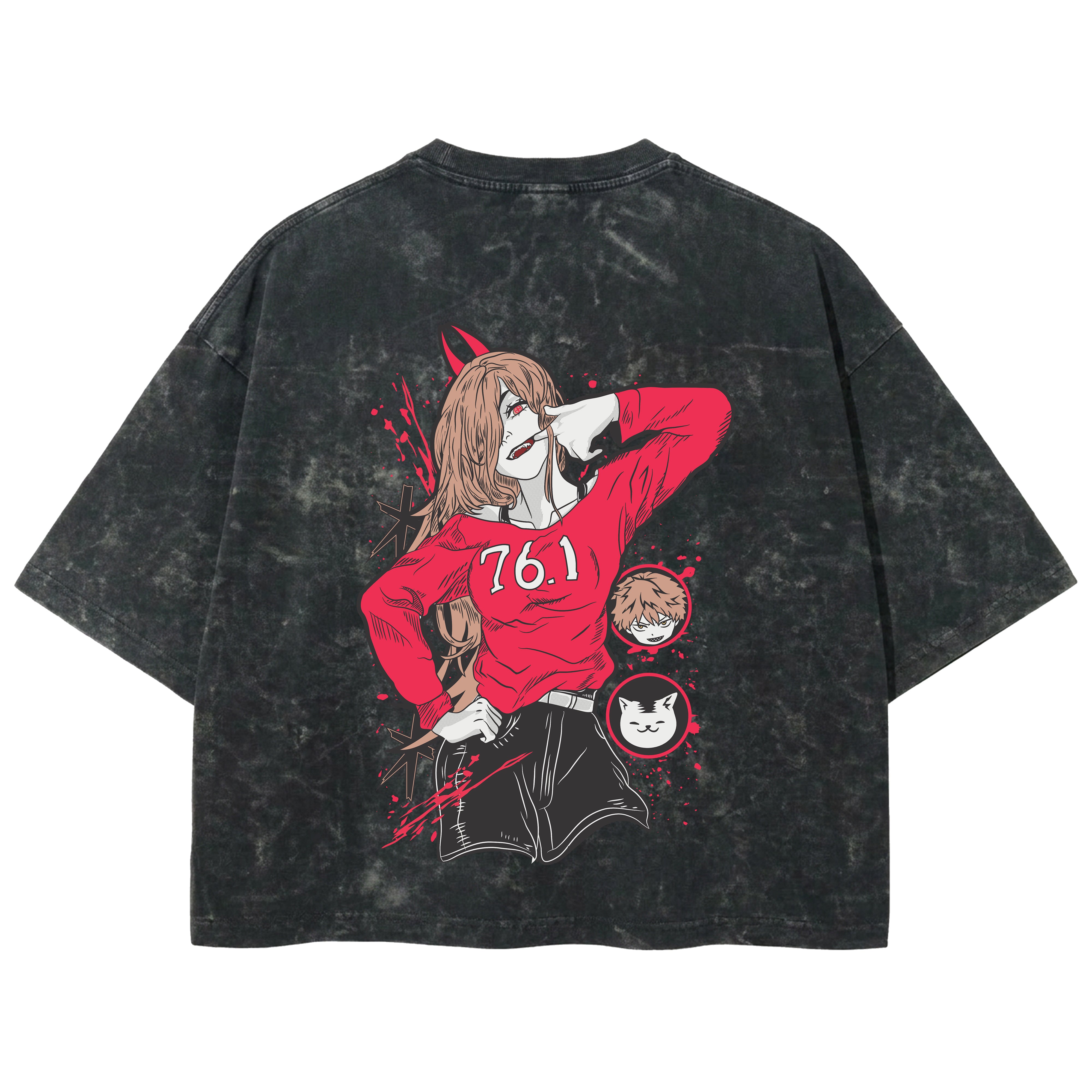 Playera streetwear premium de anime y gaming ExtraLife MX, corte boxy deluxe mineral wash heavyweight en color Acid Wash, moda urbana mexicana de culto.