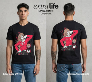 El Contrato Infernal | El Caos de Sangre #00477 - Playera Standard Fit | Deep Black - Foto en modelo