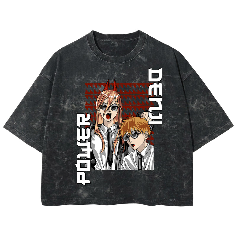 Playera streetwear premium de anime y gaming ExtraLife MX, corte boxy deluxe mineral wash heavyweight en color Acid Wash, moda urbana mexicana de culto.
