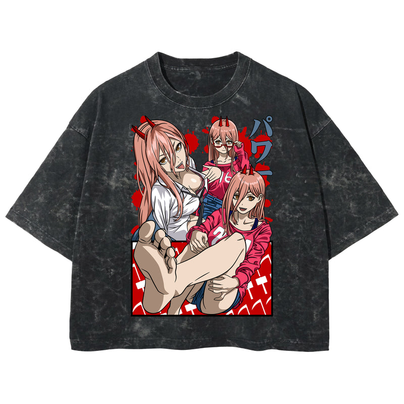 Playera streetwear premium de anime y gaming ExtraLife MX, corte boxy deluxe mineral wash heavyweight en color Acid Wash, moda urbana mexicana de culto.