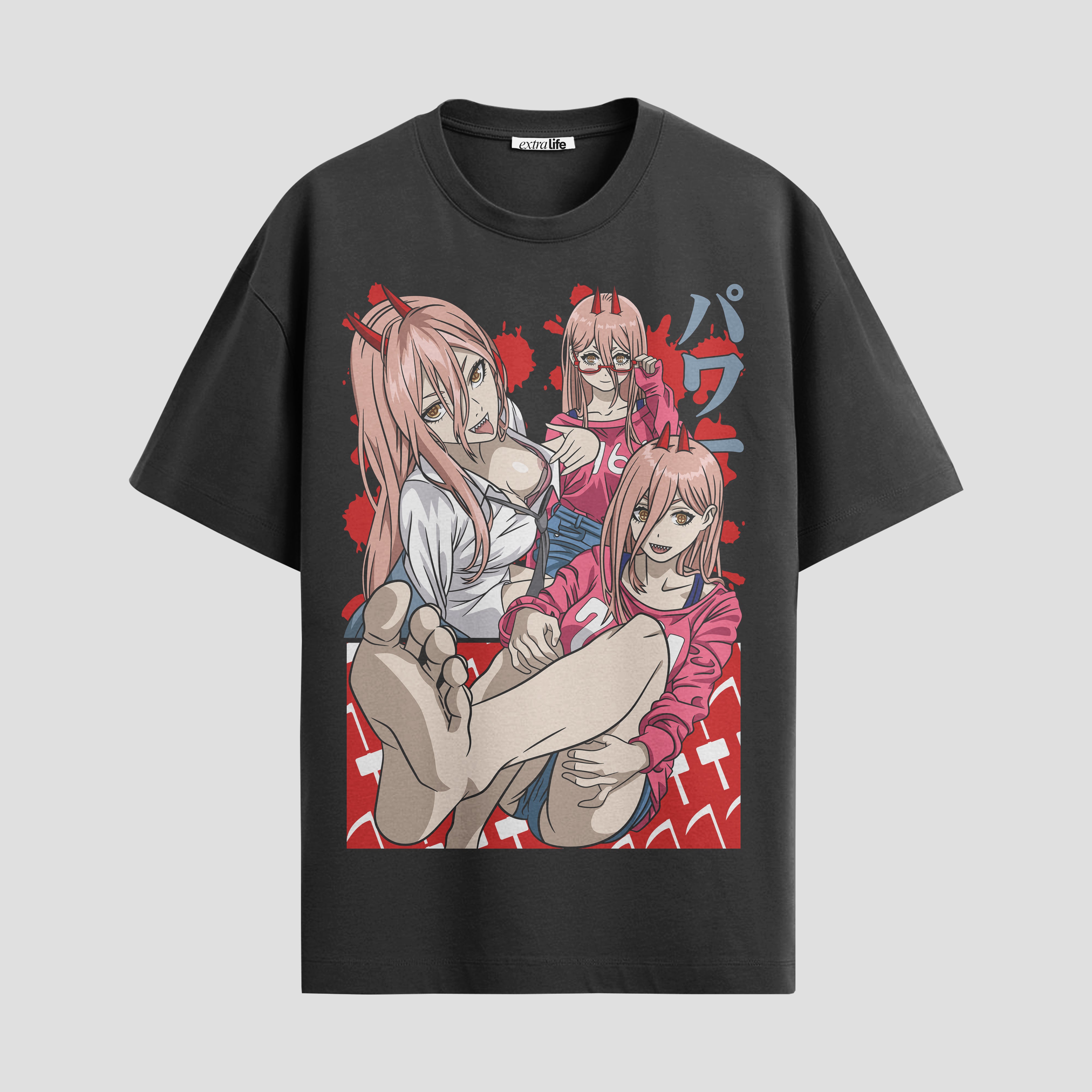 Playera urbana de anime y gaming ExtraLife MX, corte Standard Fit unisex ligero y transpirable en color Deep Black y Pure White, ropa de uso diario para gym y casual.