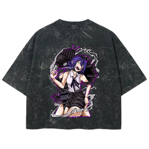 Playera streetwear premium de anime y gaming ExtraLife MX, corte boxy deluxe mineral wash heavyweight en color Acid Wash, moda urbana mexicana de culto.