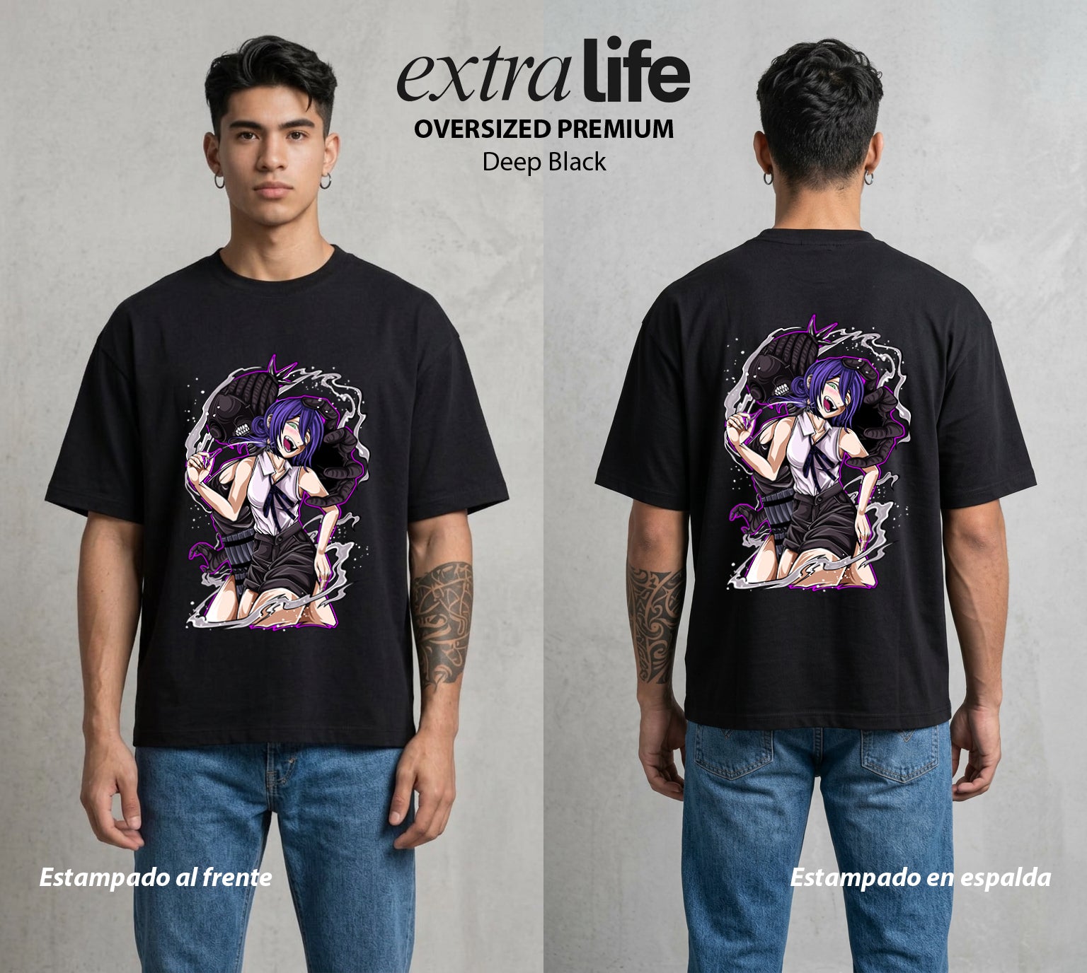El Contrato Infernal | La Bomba Romantica #00483 - Playera Oversized Premium | Deep Black - Foto en modelo