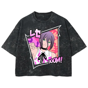 Playera streetwear premium de anime y gaming ExtraLife MX, corte boxy deluxe mineral wash heavyweight en color Acid Wash, moda urbana mexicana de culto.