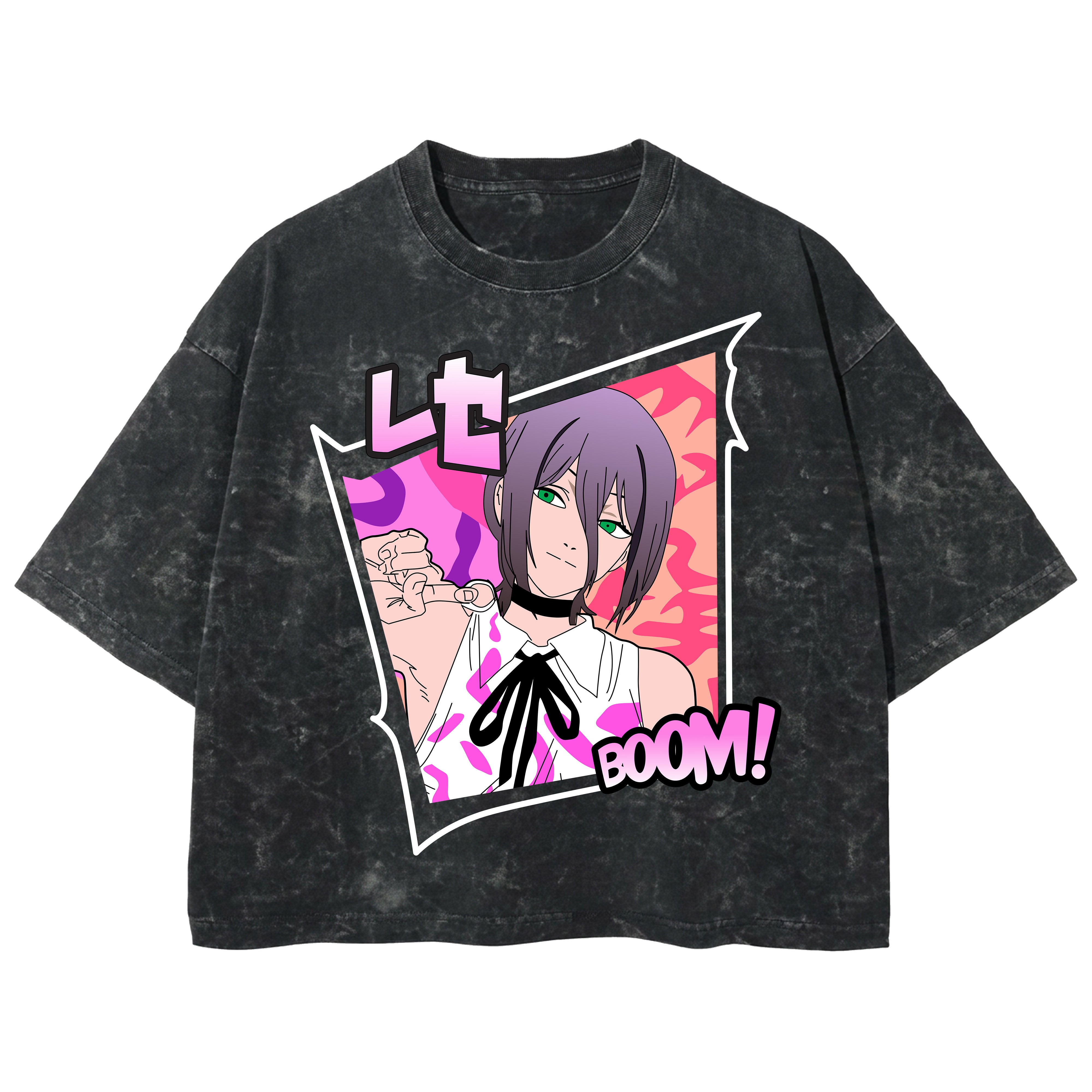 Playera streetwear premium de anime y gaming ExtraLife MX, corte boxy deluxe mineral wash heavyweight en color Acid Wash, moda urbana mexicana de culto.