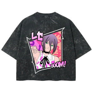 Playera streetwear premium de anime y gaming ExtraLife MX, corte boxy deluxe mineral wash heavyweight en color Acid Wash, moda urbana mexicana de culto.