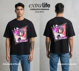 El Contrato Infernal | Bomba y Sentimientos #00485 - Playera Oversized Premium | Deep Black - Foto en modelo