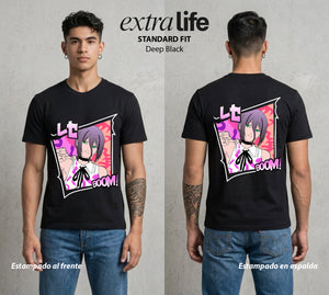 El Contrato Infernal | Bomba y Sentimientos #00485 - Playera Standard Fit | Deep Black - Foto en modelo