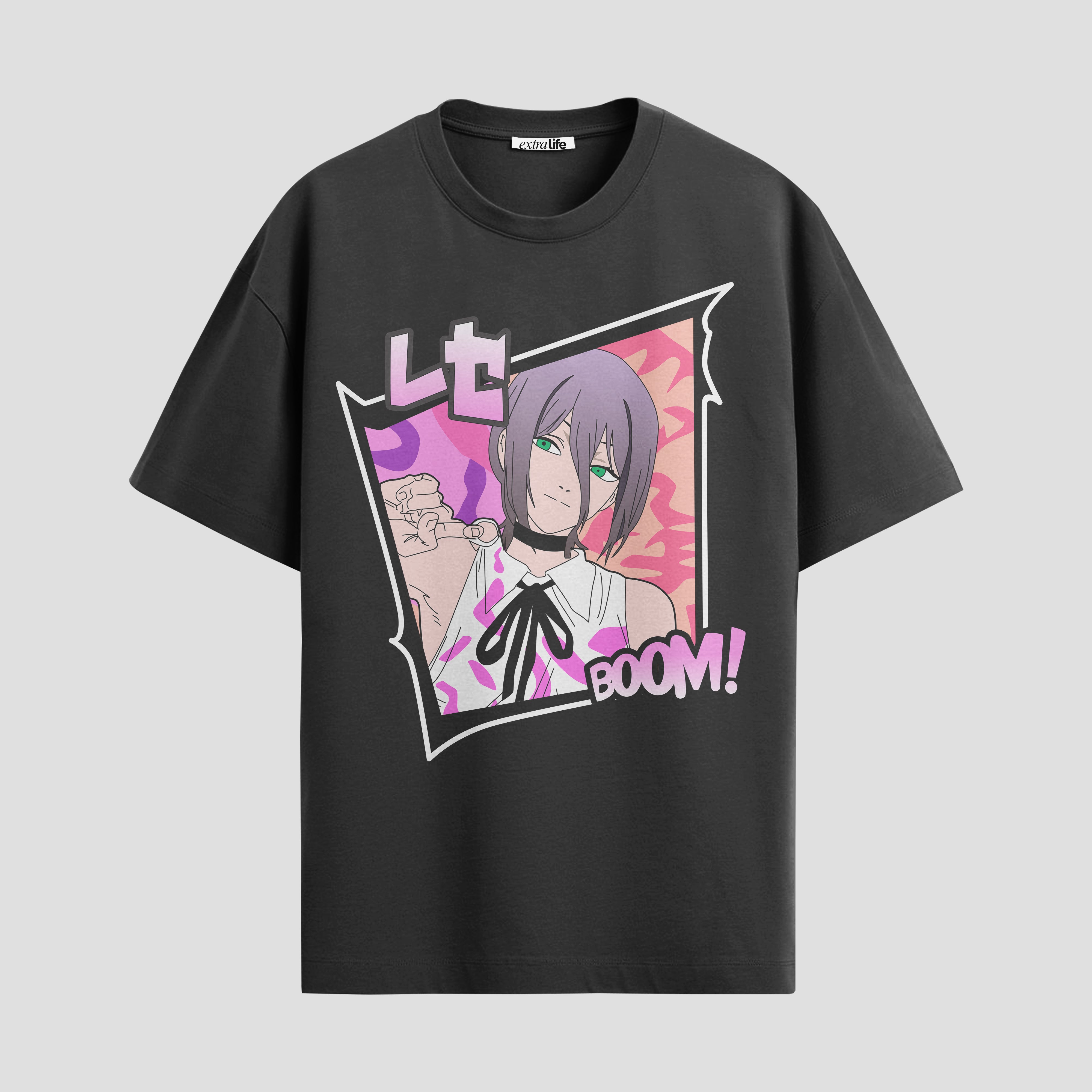 Playera urbana de anime y gaming ExtraLife MX, corte Standard Fit unisex ligero y transpirable en color Deep Black y Pure White, ropa de uso diario para gym y casual.