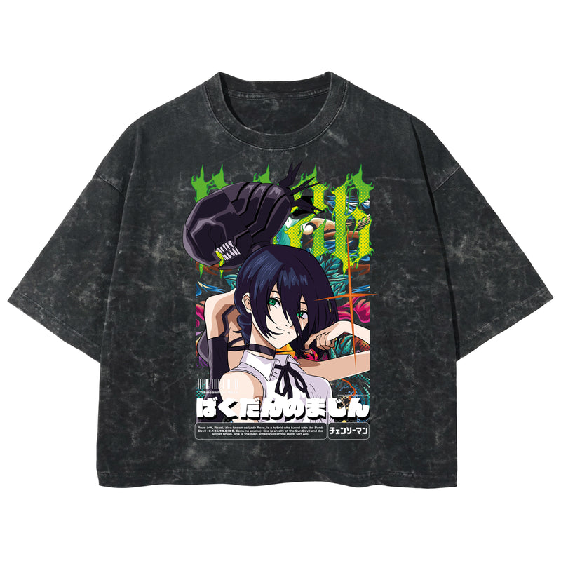Playera streetwear premium de anime y gaming ExtraLife MX, corte boxy deluxe mineral wash heavyweight en color Acid Wash, moda urbana mexicana de culto.