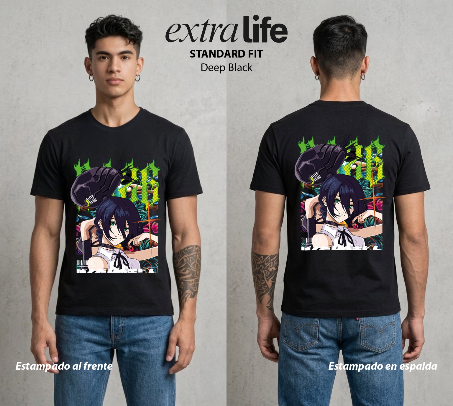 El Contrato Infernal | La Chica Explosiva #00486 - Playera Standard Fit | Deep Black - Foto en modelo