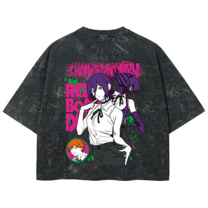 Playera streetwear premium de anime y gaming ExtraLife MX, corte boxy deluxe mineral wash heavyweight en color Acid Wash, moda urbana mexicana de culto.