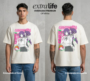 El Contrato Infernal | La Bomba Romantica #00487 - Playera Oversized Premium | Off White - Foto en modelo