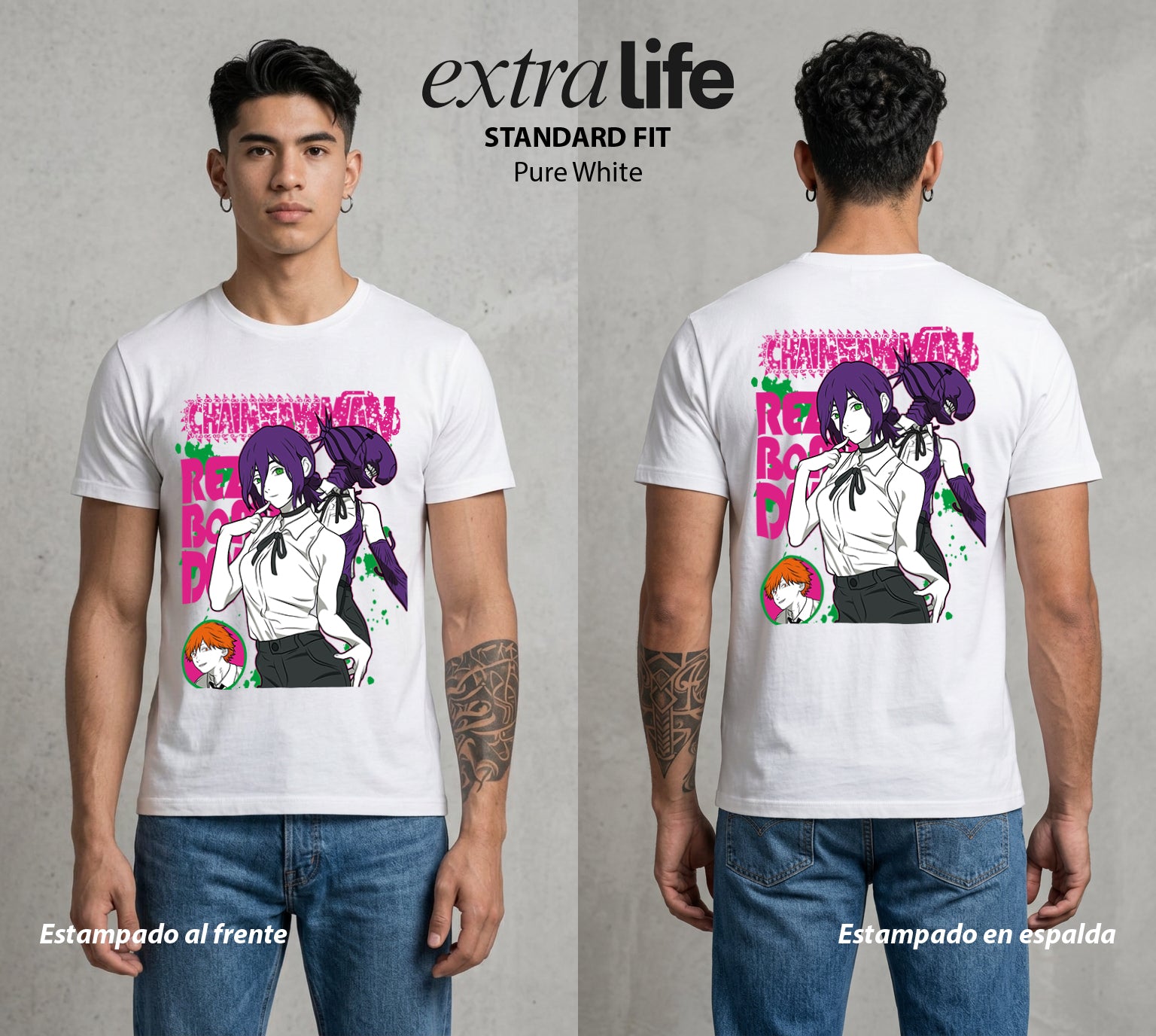 El Contrato Infernal | La Bomba Romantica #00487 - Playera Standard Fit | Pure White - Foto en modelo