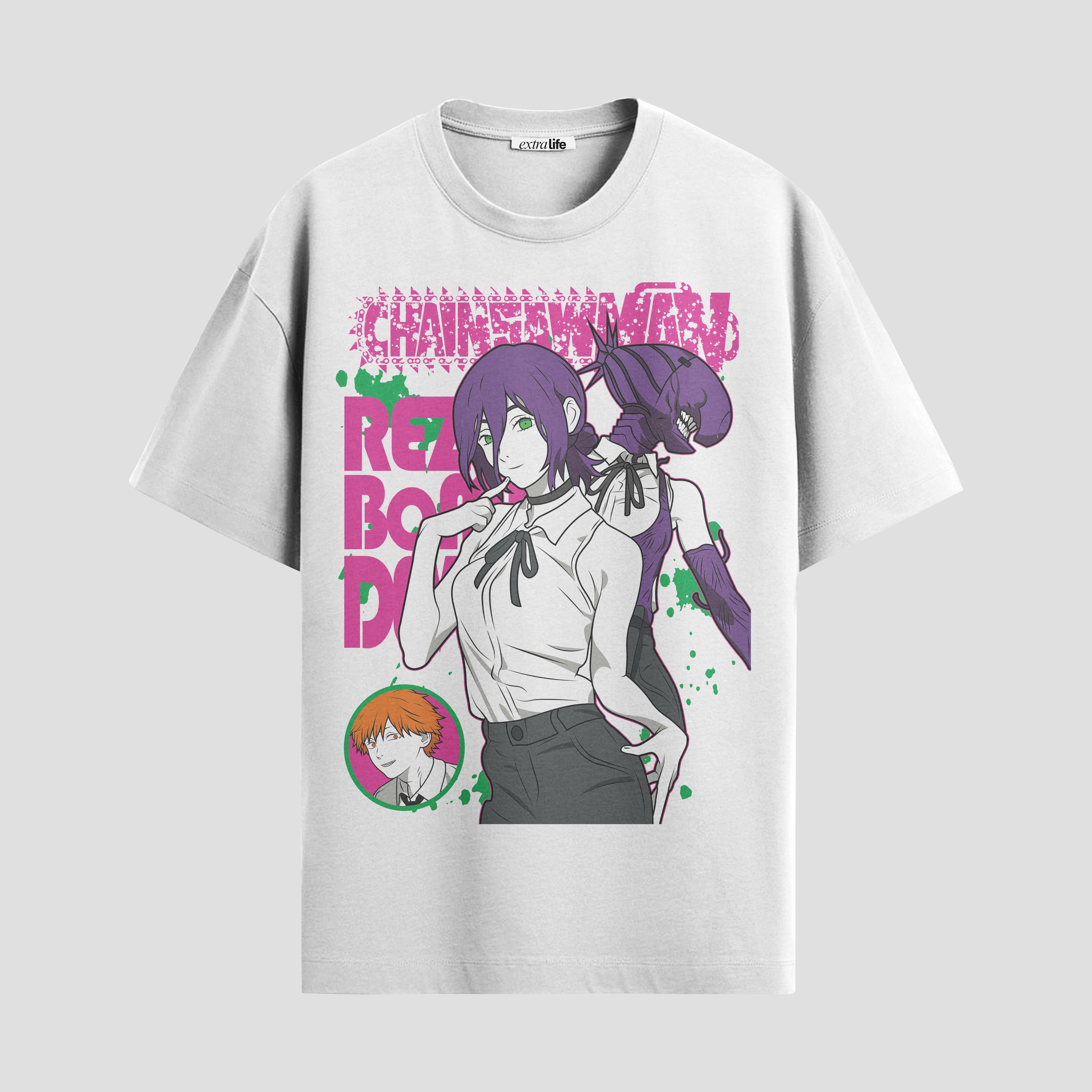 Playera urbana de anime y gaming ExtraLife MX, corte Standard Fit unisex ligero y transpirable en color Deep Black y Pure White, ropa de uso diario para gym y casual.