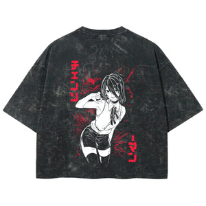 Playera streetwear premium de anime y gaming ExtraLife MX, corte boxy deluxe mineral wash heavyweight en color Acid Wash, moda urbana mexicana de culto.