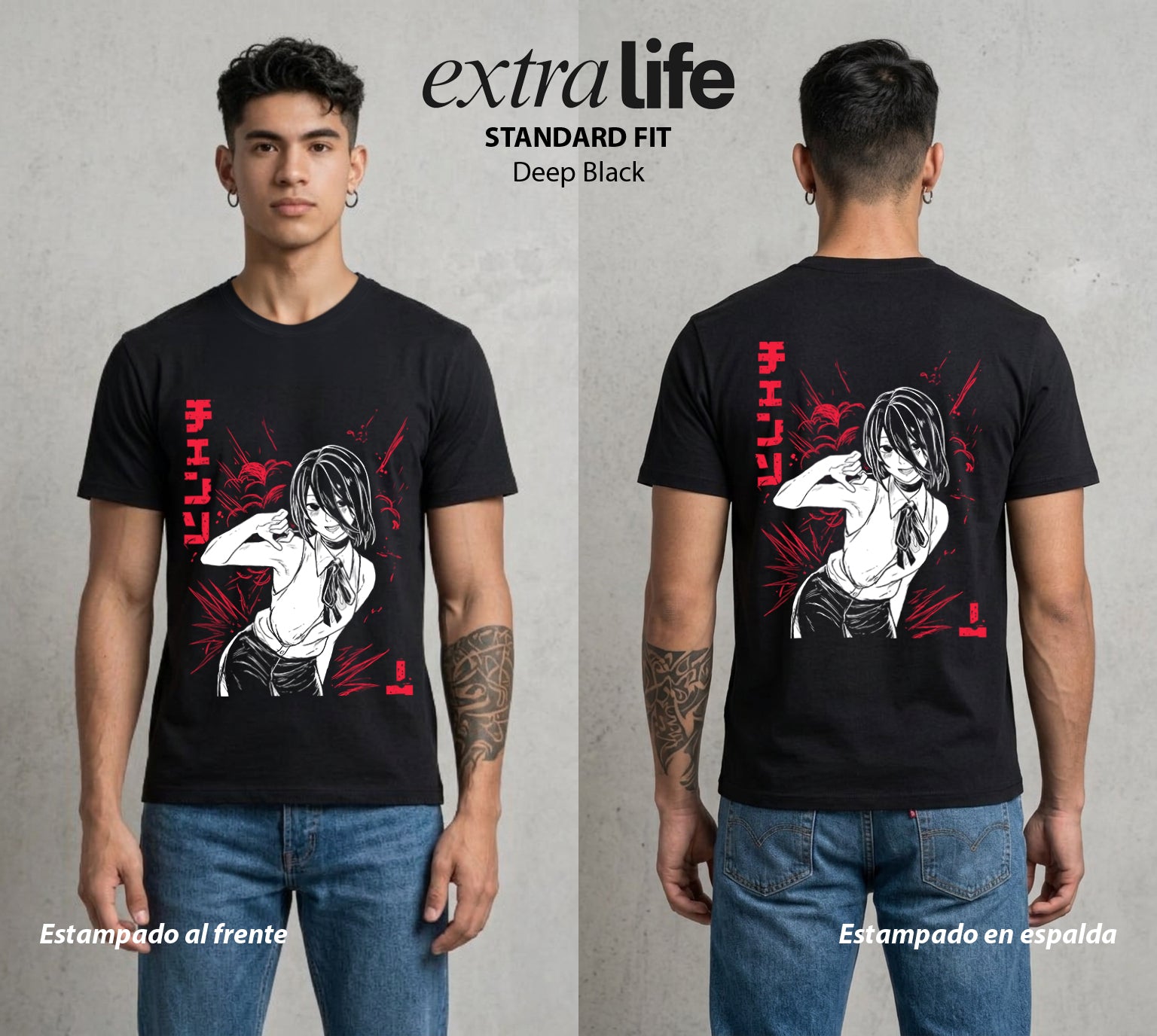 El Contrato Infernal | Bomba y Sentimientos #00489 - Playera Standard Fit | Deep Black - Foto en modelo