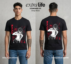 El Contrato Infernal | Bomba y Sentimientos #00489 - Playera Standard Fit | Deep Black - Foto en modelo