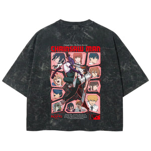 Playera streetwear premium de anime y gaming ExtraLife MX, corte boxy deluxe mineral wash heavyweight en color Acid Wash, moda urbana mexicana de culto.