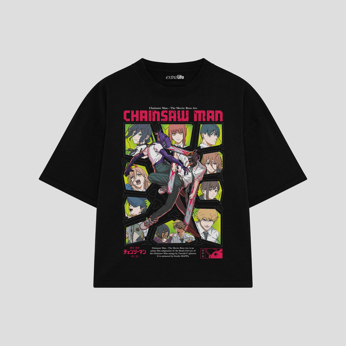Playera streetwear premium de anime y gaming ExtraLife MX, corte oversized drop shoulder ligero y fresco en color Deep Black y Off-White, moda urbana mexicana de culto.