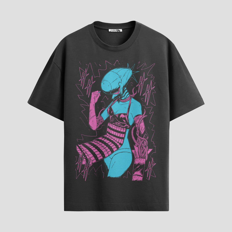 Playera urbana de anime y gaming ExtraLife MX, corte Standard Fit unisex ligero y transpirable en color Deep Black y Pure White, ropa de uso diario para gym y casual.