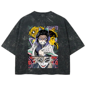 Playera streetwear premium de anime y gaming ExtraLife MX, corte boxy deluxe mineral wash heavyweight en color Acid Wash, moda urbana mexicana de culto.