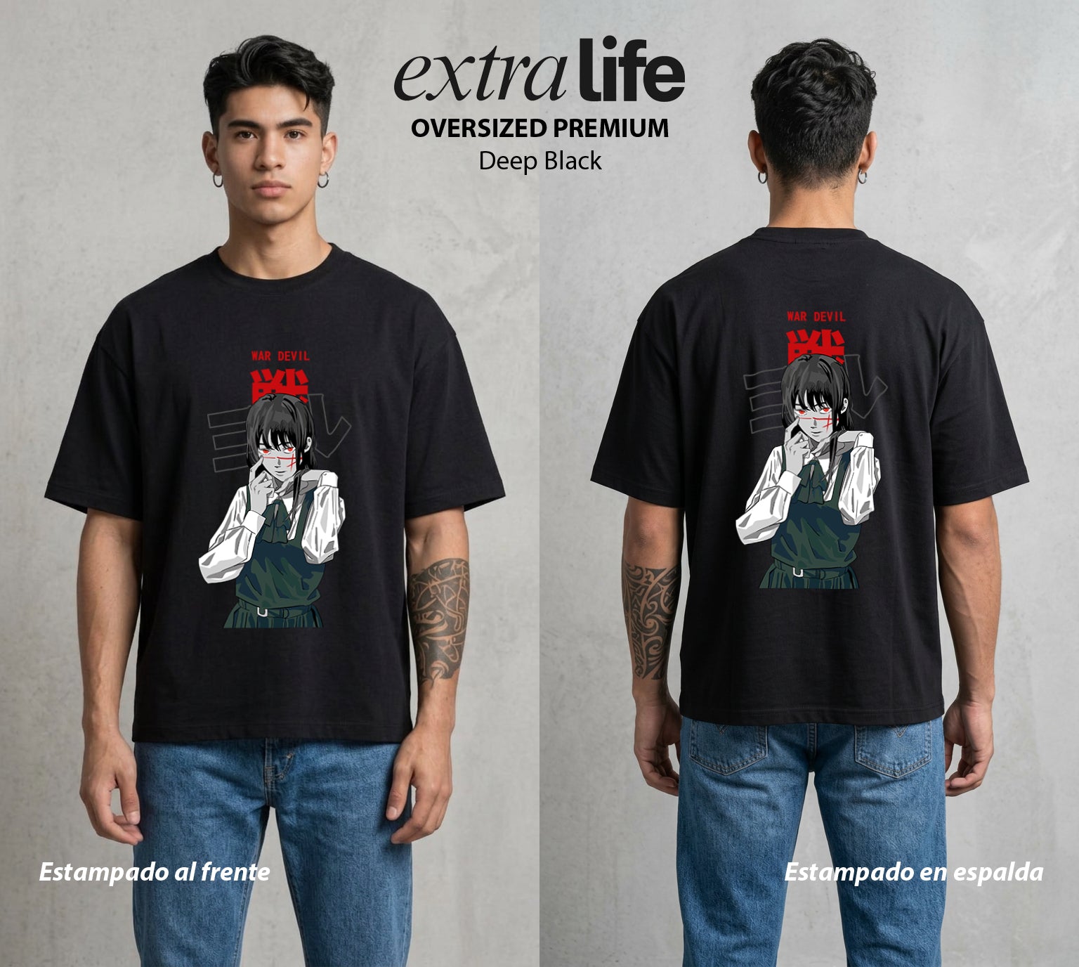 El Contrato Infernal | La Oscuridad Femenina #00497 - Playera Oversized Premium | Deep Black - Foto en modelo