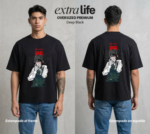 El Contrato Infernal | La Oscuridad Femenina #00497 - Playera Oversized Premium | Deep Black - Foto en modelo