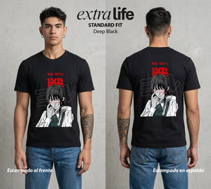 El Contrato Infernal | La Oscuridad Femenina #00497 - Playera Standard Fit | Deep Black - Foto en modelo