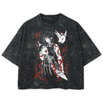 Playera streetwear premium de anime y gaming ExtraLife MX, corte boxy deluxe mineral wash heavyweight en color Acid Wash, moda urbana mexicana de culto.