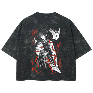 Playera streetwear premium de anime y gaming ExtraLife MX, corte boxy deluxe mineral wash heavyweight en color Acid Wash, moda urbana mexicana de culto.