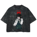Playera streetwear premium de anime y gaming ExtraLife MX, corte boxy deluxe mineral wash heavyweight en color Acid Wash, moda urbana mexicana de culto.