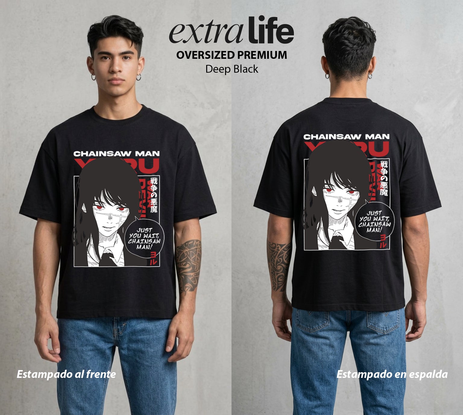 El Contrato Infernal | La Oscuridad Femenina #00500 - Playera Oversized Premium | Deep Black - Foto en modelo