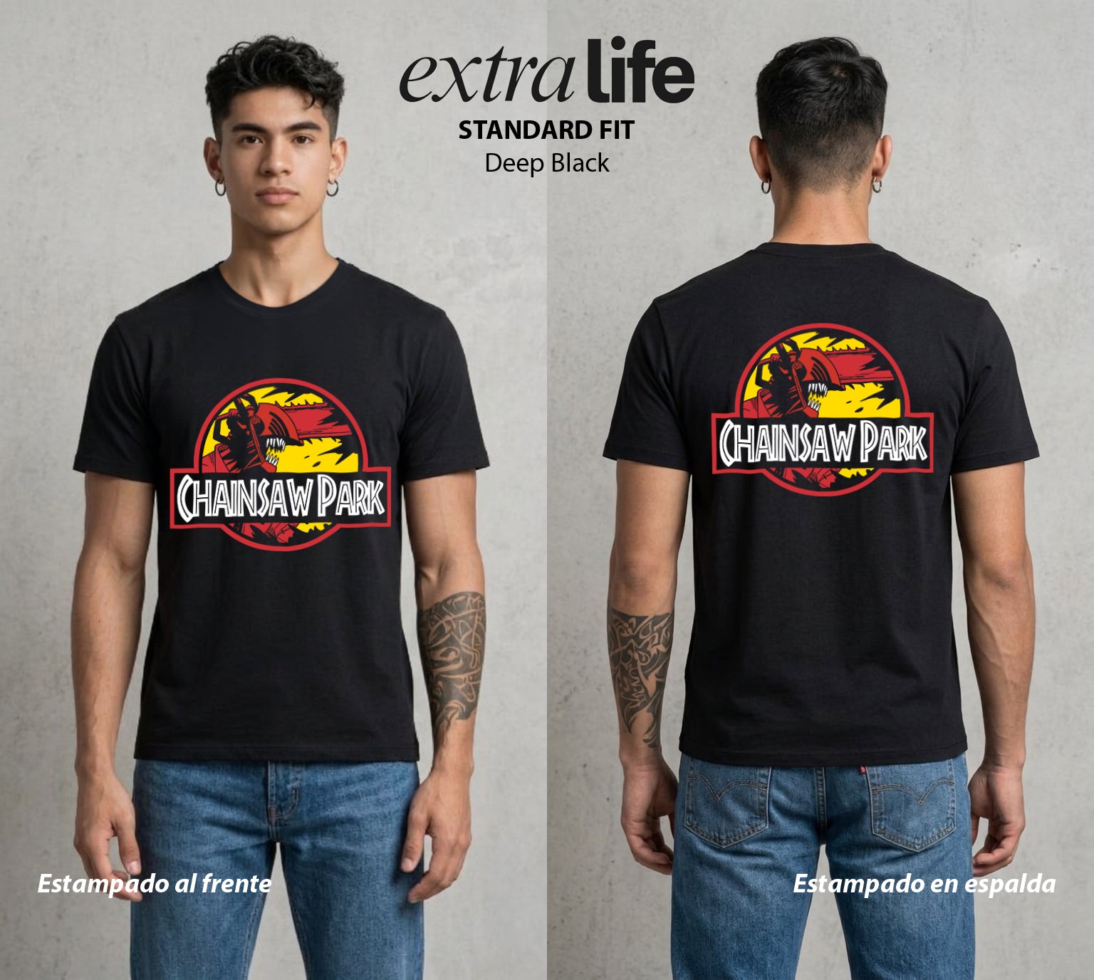 El Contrato Infernal | Los Contratos del Caos #00501 - Playera Standard Fit | Deep Black - Foto en modelo