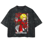 Playera streetwear premium de anime y gaming ExtraLife MX, corte boxy deluxe mineral wash heavyweight en color Acid Wash, moda urbana mexicana de culto.