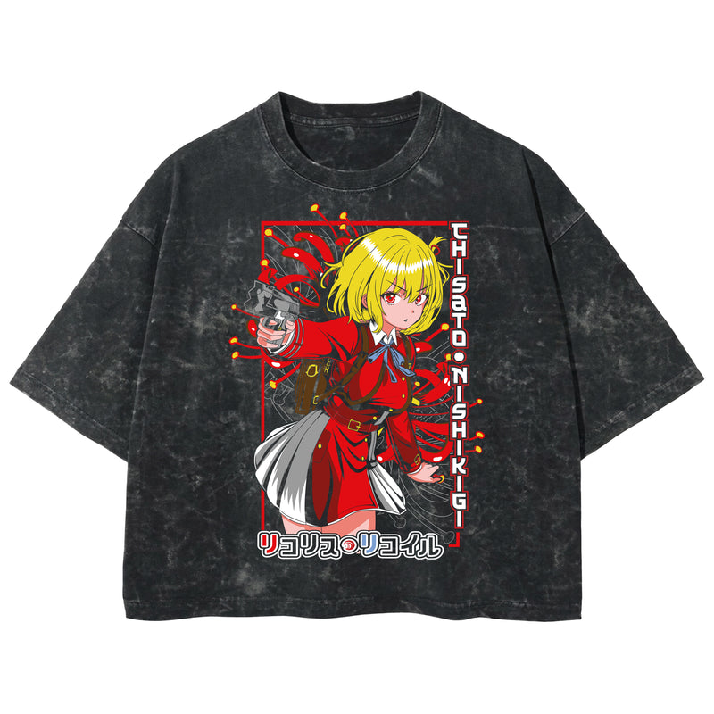 Playera streetwear premium de anime y gaming ExtraLife MX, corte boxy deluxe mineral wash heavyweight en color Acid Wash, moda urbana mexicana de culto.