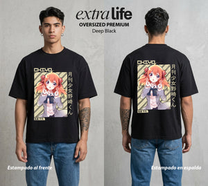 El Amor en el Manga | La Asistente del Mangaka #00507 - Playera Oversized Premium | Deep Black - Foto en modelo