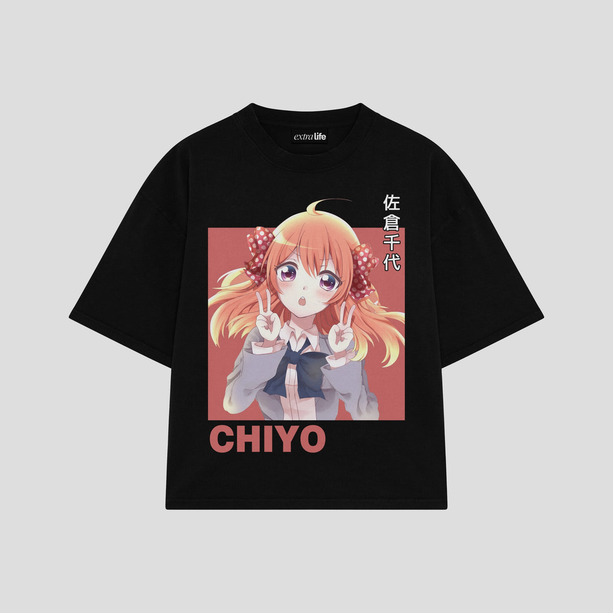 Playera streetwear premium de anime y gaming ExtraLife MX, corte oversized drop shoulder ligero y fresco en color Deep Black y Off-White, moda urbana mexicana de culto.