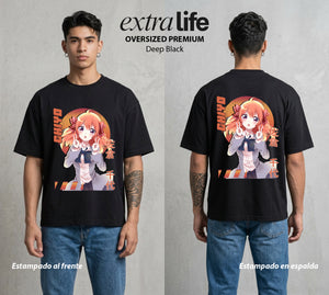 El Amor en el Manga | La Asistente del Mangaka #00509 - Playera Oversized Premium | Deep Black - Foto en modelo