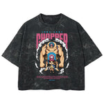 Playera streetwear premium de anime y gaming ExtraLife MX, corte boxy deluxe mineral wash heavyweight en color Acid Wash, moda urbana mexicana de culto.