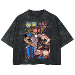 Playera streetwear premium de anime y gaming ExtraLife MX, corte boxy deluxe mineral wash heavyweight en color Acid Wash, moda urbana mexicana de culto.