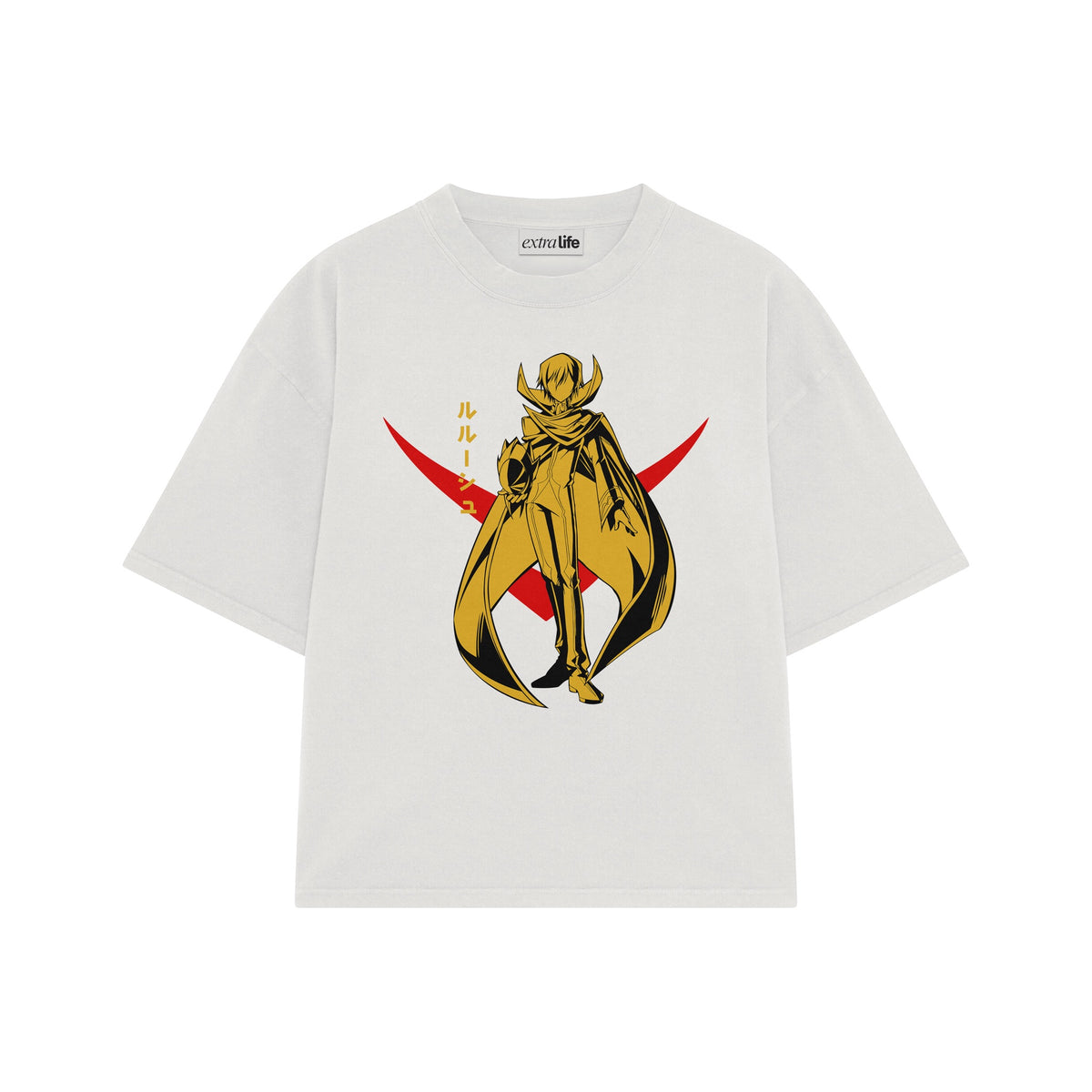 Playera streetwear premium de anime y gaming ExtraLife MX, corte oversized drop shoulder ligero y fresco en color Deep Black y Off-White, moda urbana mexicana de culto.