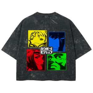 Playera streetwear premium de anime y gaming ExtraLife MX, corte boxy deluxe mineral wash heavyweight en color Acid Wash, moda urbana mexicana de culto.