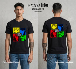 Vaqueros del Espacio | Las Caras del Cosmos #00513 - Playera Standard Fit | Deep Black - Foto en modelo