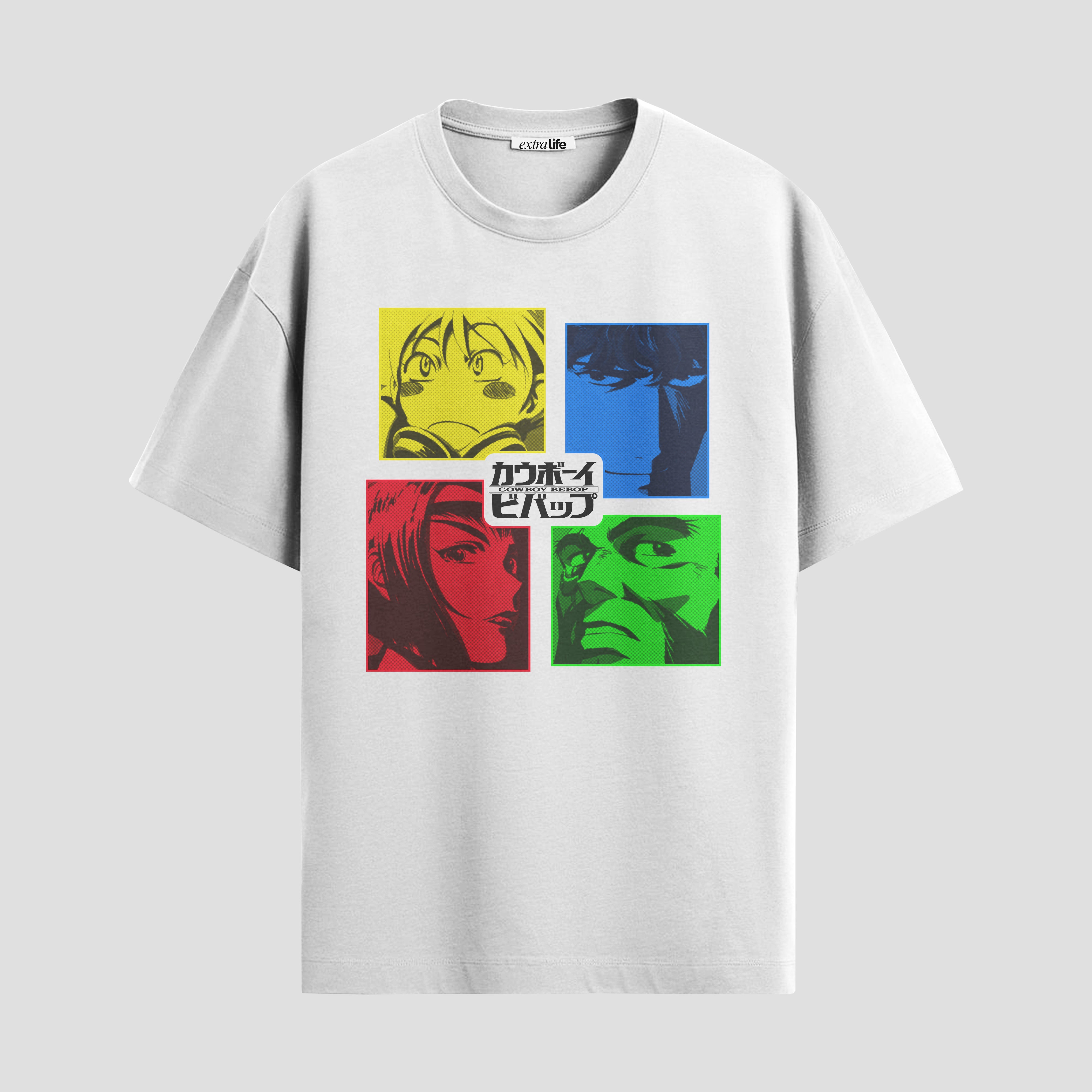 Playera urbana de anime y gaming ExtraLife MX, corte Standard Fit unisex ligero y transpirable en color Deep Black y Pure White, ropa de uso diario para gym y casual.